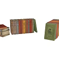 Colorful Vintage Books Stacked And Arranged In Various Styles On White Background