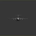 White Passenger Airplane With Blue Stripes Red Tail Logo And Four Engines