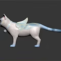 Colorful Fantasy Cat Figurines With Wings In Yellow Purple Blue Hues
