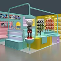 Colorful Toy and Gift Shop Interior With Display Shelves Counter and Assorted Toys
