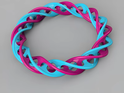 Modern Pink And Blue Intertwined Circular Decorative Ornament Set With Geometric Design 3d model