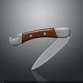Folding Knife with Wooden Handle Rivets and Sharp Metal Blade as Tactical Weapon