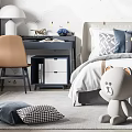 Kids Room Interior Design With Starry Wallpaper Bed Chandelier And Study Desk