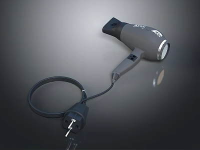 Handheld Electric Hair Dryer With Power Cord And Modern Design 3d model