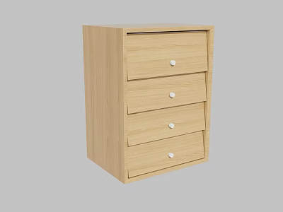 Light Wood Chest of Drawers With Four Simple Design Drawers And Modern Home Style 3d model