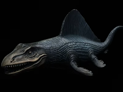 Dinosaur Ornament Set Spinosaurus Figure Decorative Statue with Detailed Texture Dark Color for Home Decor 3d model