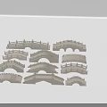 Various Stone Landscape Bridge Models Featuring Different Architectural Design Styles 3d model