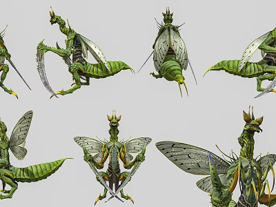 Game Movie Monster Character Green Insect Shaped Creature With Multiple Poses And Detailed Design 3d model