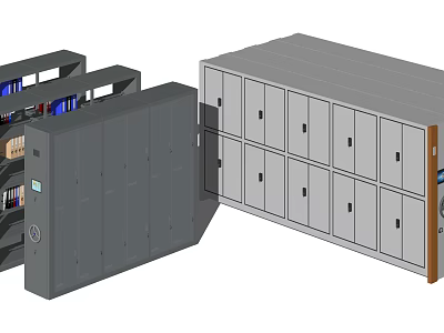 Modern Gray Modular Bookcase With Multiple Storage Cabinets And Combined Shelving Units 3d model