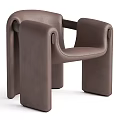 Modern Beige Leather Leisure Chair With Unique Armrests And Sleek Design