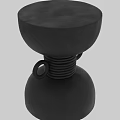 Modern Black Side Table With Circular Ring Accents And Elegant Base Design 3d model