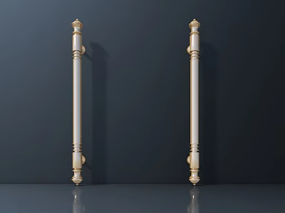 Elegant Gold Decorative Handles With Ornate Carvings For Furniture Cabinet Doors 3d model