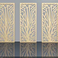 Three Light Wooden Hinged Doors With Tree Branch Carving For Modern Interior