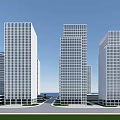 Modern High Rise Office Buildings With Glass Facades And Urban Landscape
