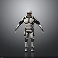 Futuristic Sci Fi Armored Character With White And Black Exoskeleton Standing Pose 3d model