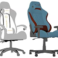 Stylish Office Chair Collection With Light Gray Fabric And Blue Leather Quilted Design