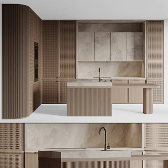 Modern kitchen cabinet island table 3d model