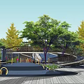 Beautiful Park Landscape Design With Circular Elements Curved Paths And Green Trees