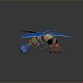 Blue Winged Model Aircraft With Multiple Wings And Detailed Engine Body Design