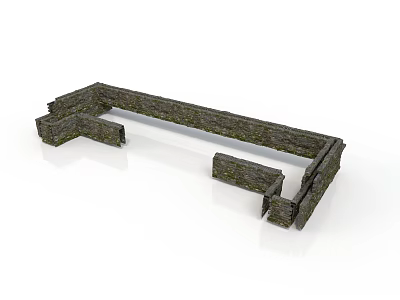 Rustic Stone Building Structure Rectangular Frame With Segmented Walls Architectural Element 3d model