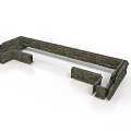 Rustic Stone Building Structure Rectangular Frame With Segmented Walls Architectural Element