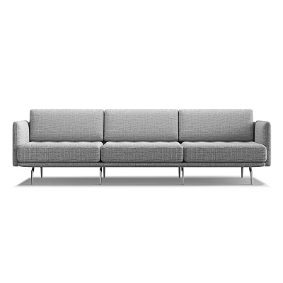 Modern Gray Upholstered Two Seater Sofa with Metal Legs and Sleek Design 3d model