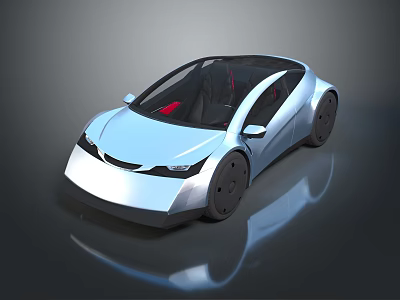 Sleek Silver Futuristic Concept Car With Transparent Roof And Red Seats 3d model