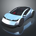 Sleek Silver Futuristic Concept Car With Transparent Roof And Red Seats