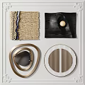 Modern Wall Decor With Textured Wooden Metal Geometric Circular Striped Abstract Design Elements