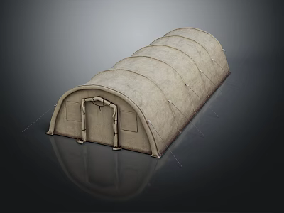 Beige Canvas Outdoor Storage Furniture With Arched Roof Door And Support Poles 3d model