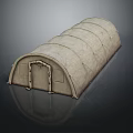 Beige Canvas Outdoor Storage Furniture With Arched Roof Door And Support Poles