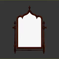 Vintage Red Frame Standing Mirror With Decorative Carvings And Elegant Design