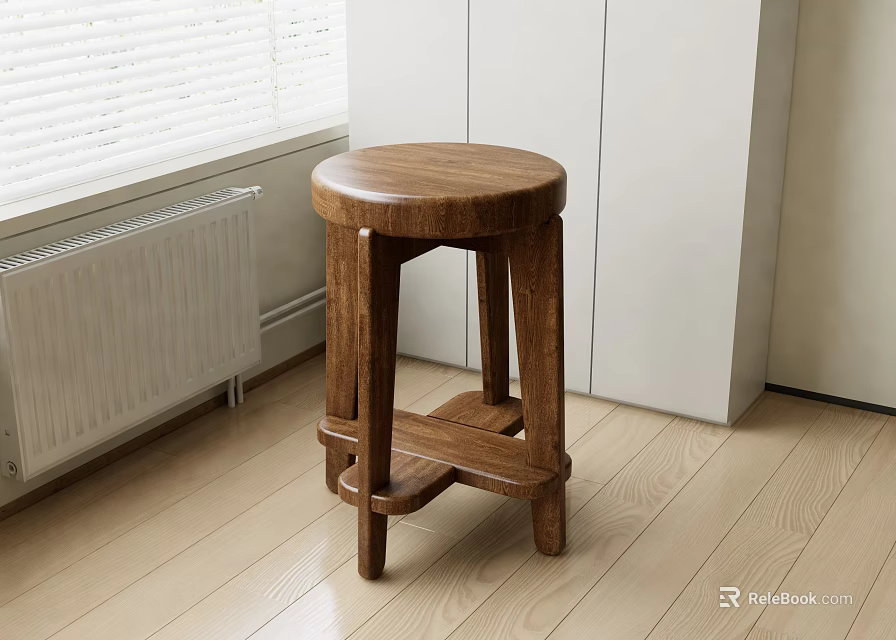 Simple Modern Wooden Side Table With Round Top For Living Room Corner 3d model 
