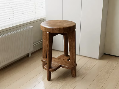 Simple Modern Wooden Side Table With Round Top For Living Room Corner 3d model