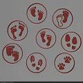 Creative Wall Decor With Animal And Human Footprints In Circular Designs