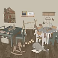 Children's Table and Chair Combination Building Blocks Toy Table Children's Toys 3d model