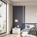 Cozy Kids Room Interior With Navy Blue Bed Star Moon Decor Stuffed Toys And Rug