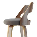 Modern Bar Stools With Wooden Legs Gray Padded Seat And Metal Footrest