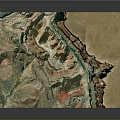 Detailed 3D Terrain Model with Mountains River and Colorful Geographic Features