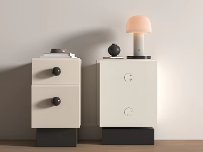 Modern Cream Style Bedside Cabinet 3d model