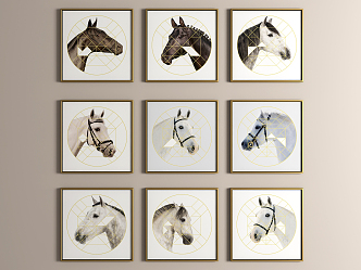 Modern Animal Painting Horse Head Geometric Hanging Painting Decorative Painting 3d model