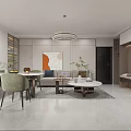 Modern Living Dining Room Interior Design With Sofa Coffee Table Dining Table And Plants