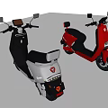 Red And Silver Electric Scooters With Modern Design Black Seats Headlights And Rearview Mirrors