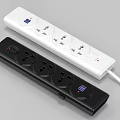 White and Black Power Strips with Multiple Sockets Switch and Indicator Lights