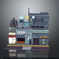Japanese Style Multi Story Commercial Building With Colorful Shop Signs And Urban Architectural Details