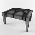 Modern Black Tufted Upholstered Sofa Stools With Wooden Legs For Living Room