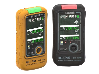 Industrial High Precision Portable Radiation Detectors Orange Black With Digital LCD Screens 3d model