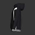 Navy Blue Hoodie With White Stripes On Sleeves Cuffs And Hem For Casual Wear