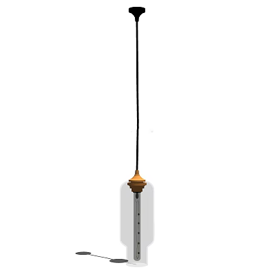 Modern Pendant Light With Black Cord Orange Base And Transparent Light Tube 3d model