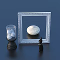 Elegant Household Essentials Including Silver Frame Transparent Cup Woven Bowl And Black Figurine